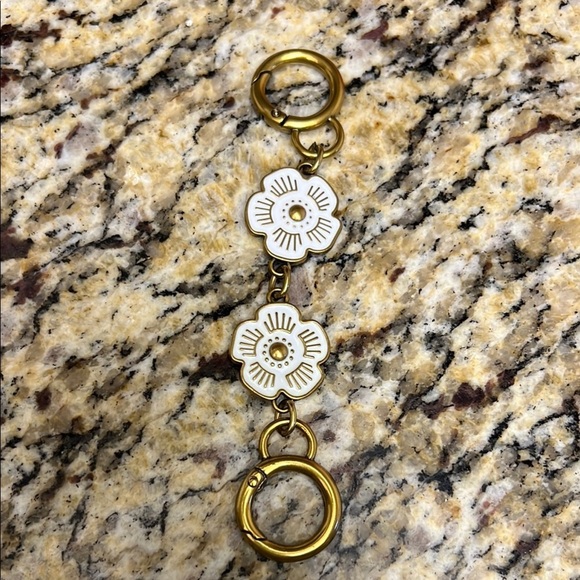 Accessories - Gold & White Floral Handbag Strap Extender / Charm Accessory